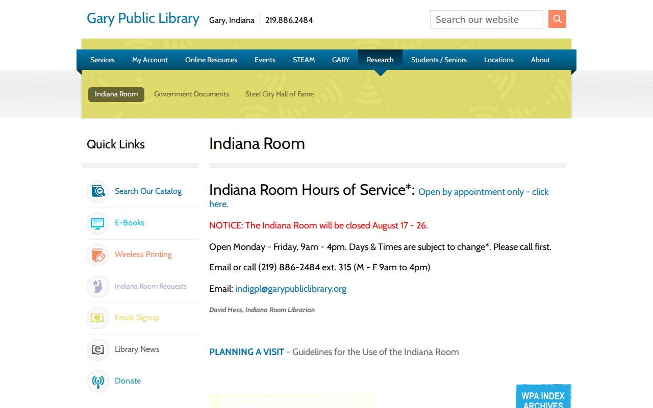 Gary residents directory historical sources in the Indiana Room