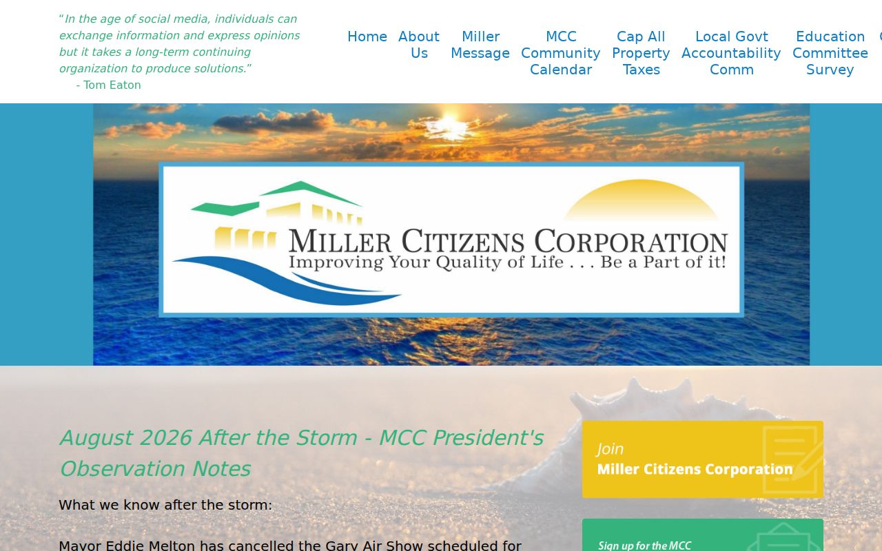 Miller Citizens Corporation public contact page for Gary neighbors