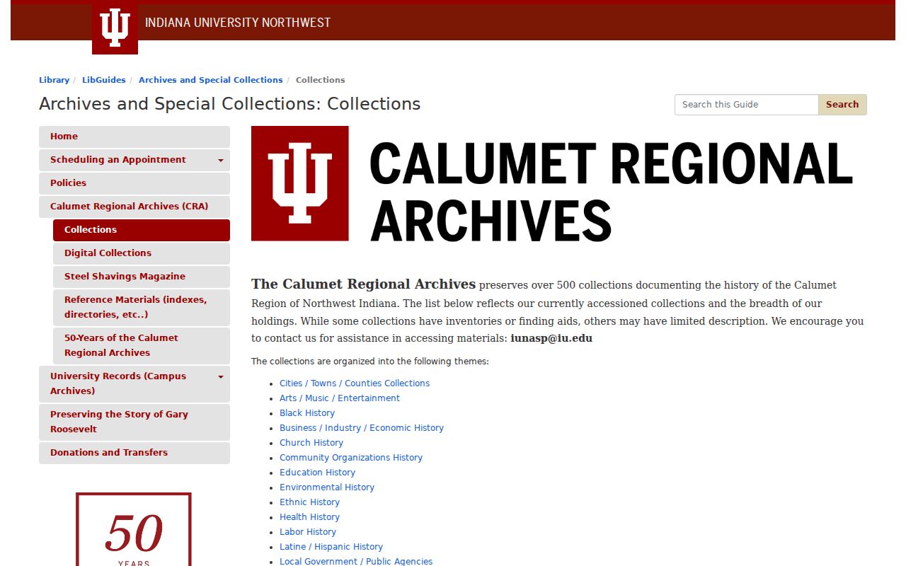 IU Northwest archives collections for Gary past residents