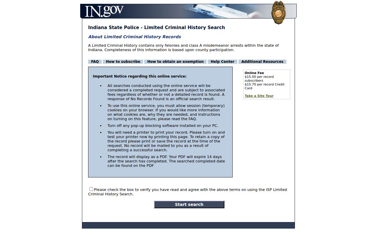 Gary resident lookup using Indiana limited criminal history